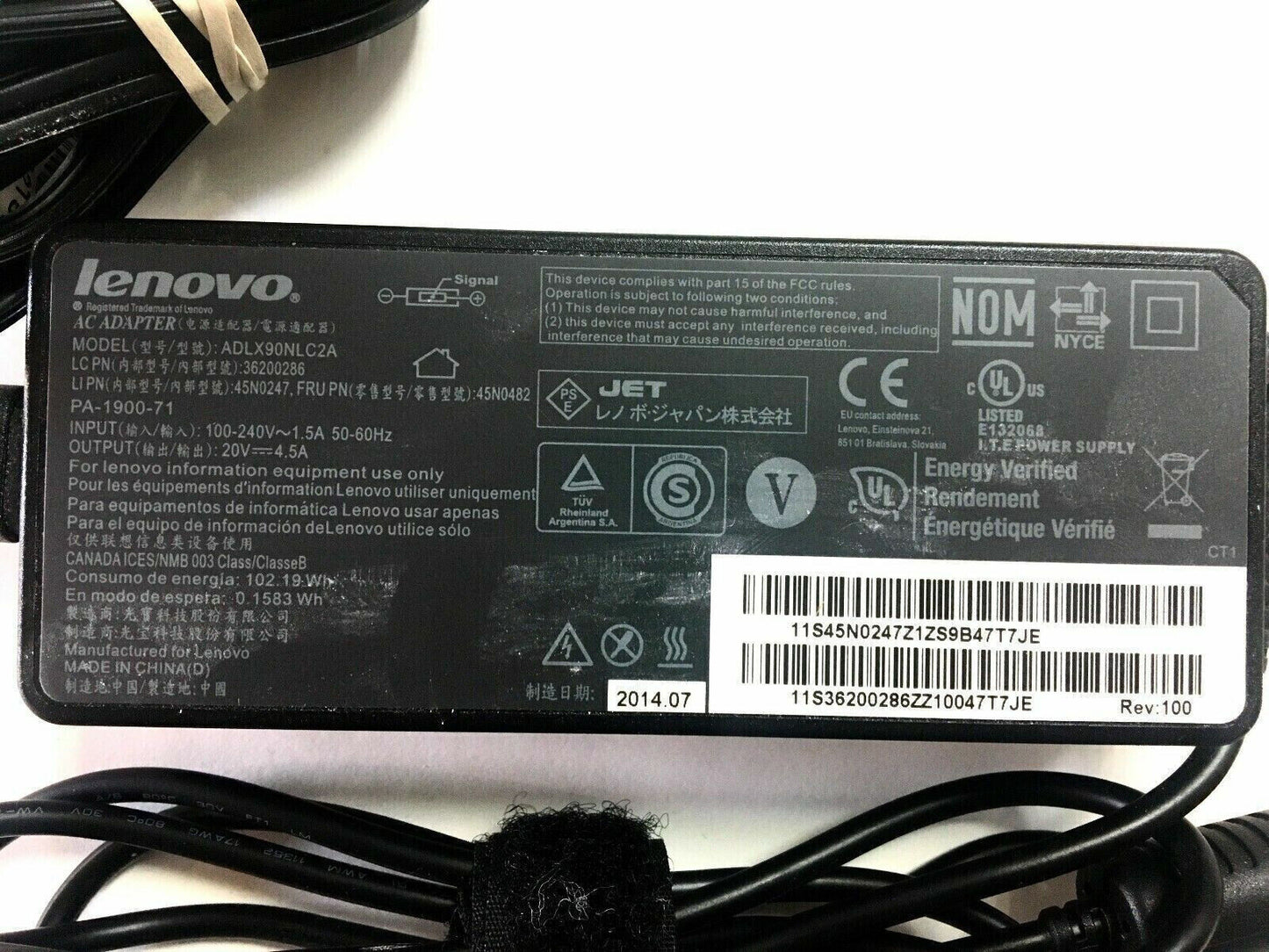 Lenovo ThinkPad Laptop AC Charger Adapter 90W 20V 4.5A SQUARE SLIM TIP FAST