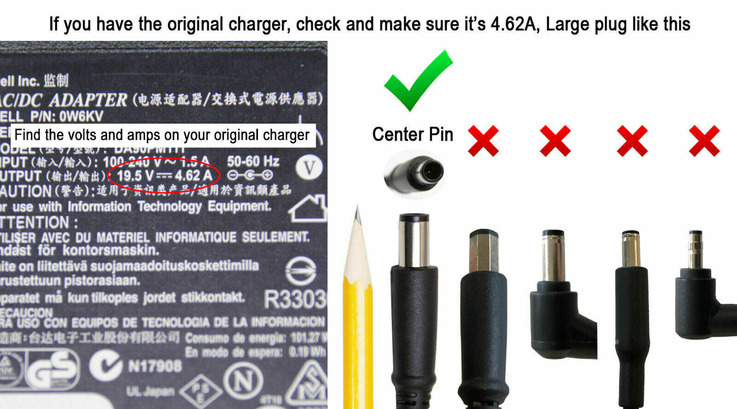 Genuine 90W AC Charger Power AdapterOriginal DELL for E7450 E6400 E7440 Latitude