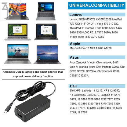 45W Type-C USB-C Laptop Charger for HP Chromebook Lenovo Dell Samsung Switch OEM