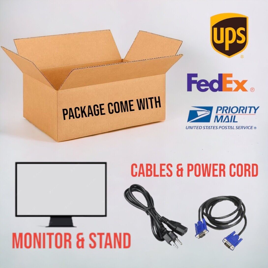 LOT 2 Dual Dell HP 22" 23" 24" 27" LCD Widescreen Monitor FHD 1080p Stand Cable