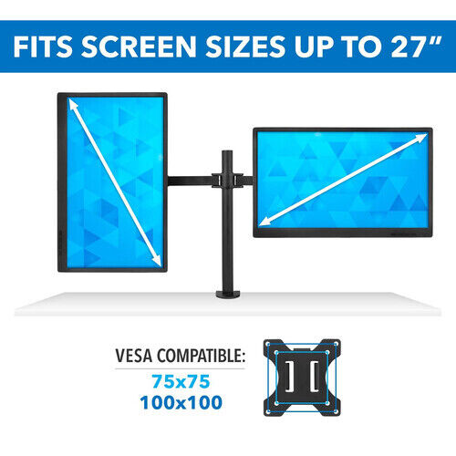 LOT 2 Dual Dell HP 22" 23" 24" 27" LCD Widescreen Monitor FHD 1080p Stand Cable