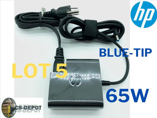 LOT 5 OEM 65W HP AC Adapter Charger blue tip 19.5V 3.33A Pavilion 4.5*3.0mm