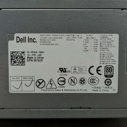 DELL Power Supply 320W 80 plus gold for INSPIRON VOSTRO PRECISION  057KJR 57KJR