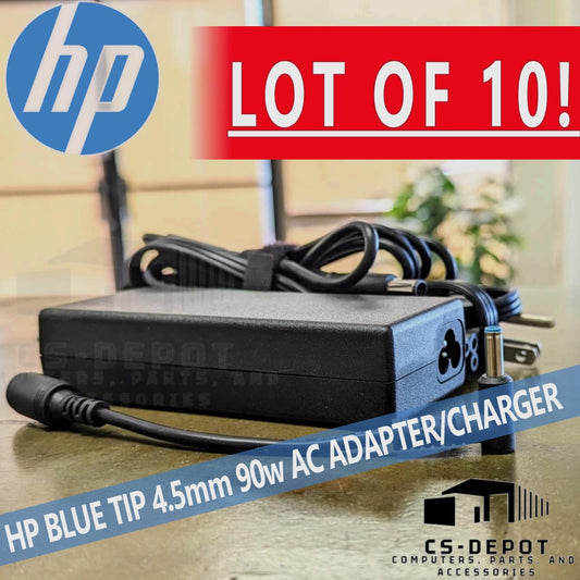 LOT OF 10 Genuine OEM HP 65W 90W AC Adapter Charger Blue tip 4.5mm Barrel 7.4mm