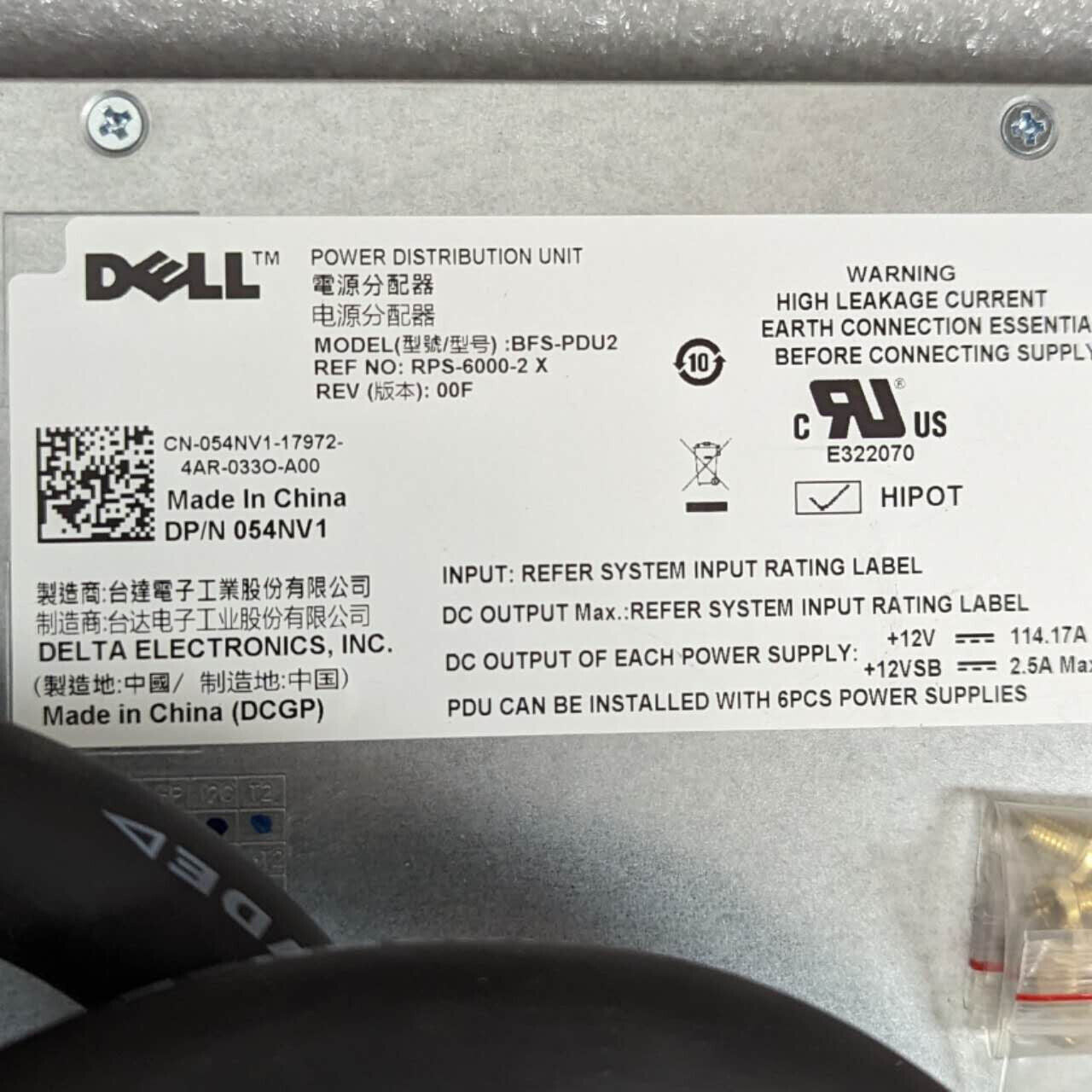 DELL BFS-PDU2 D/PN 054NV1 Rack Power Distribution Unit PDU Supports 6 PCS PSUs