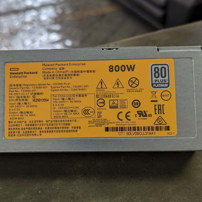 LOT 2 HP HSTNS-PL41 800W Switching Platinum Power Supply HP P/N: 723600-201