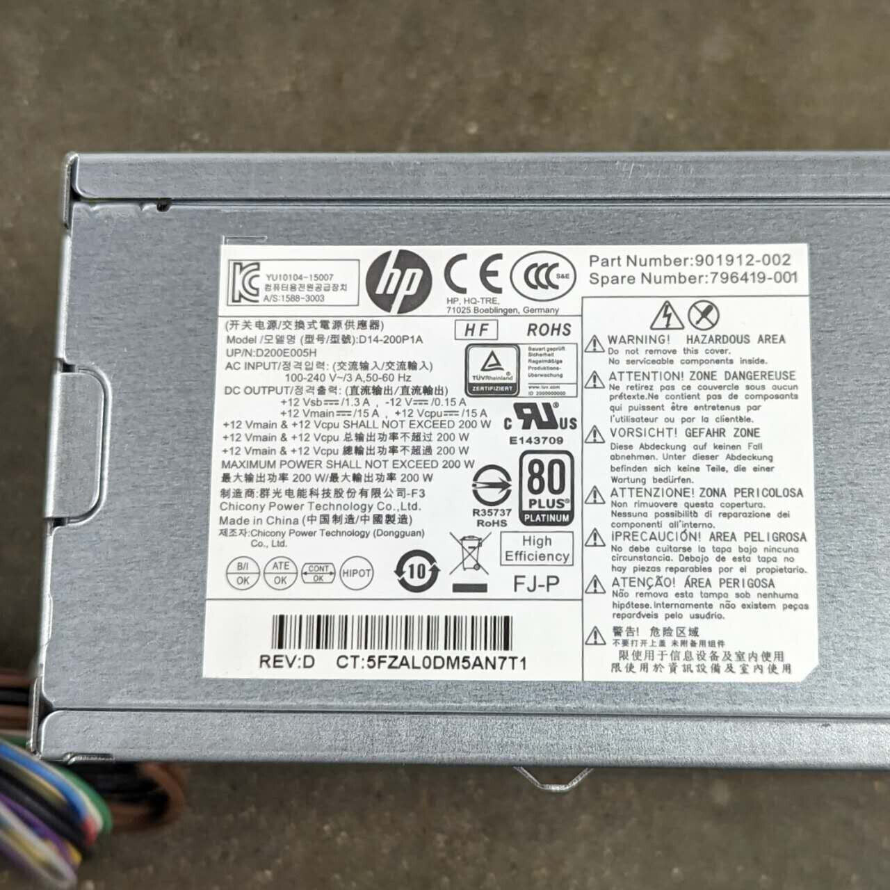 LOT 2 HP 200W Power Supply EliteDesk 800 Z240 SFF PSU 901913-002 power supply