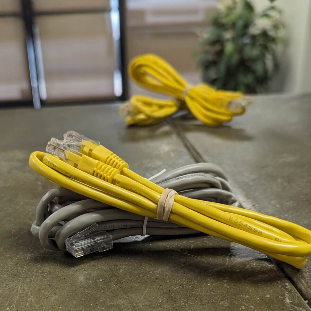 CAT5 Ethernet LAN Network RJ45 Patch Cable Yellow & Beige 3FT Multipack LOT 115