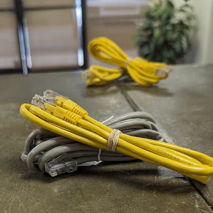 CAT5 Ethernet LAN Network RJ45 Patch Cable Yellow & Beige 3FT Multipack LOT 115