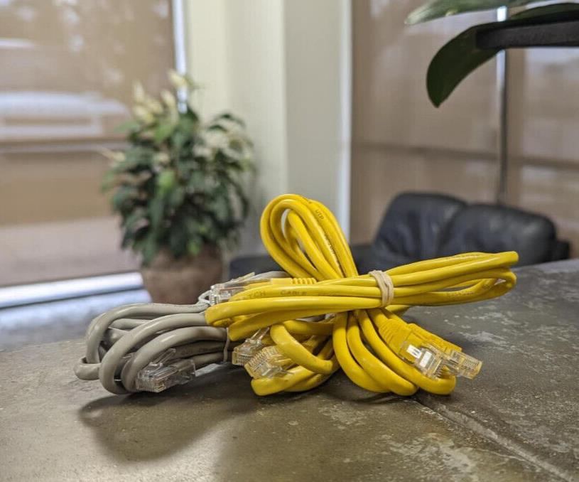 CAT5 Ethernet LAN Network RJ45 Patch Cable Yellow & Beige 3FT Multipack LOT 115