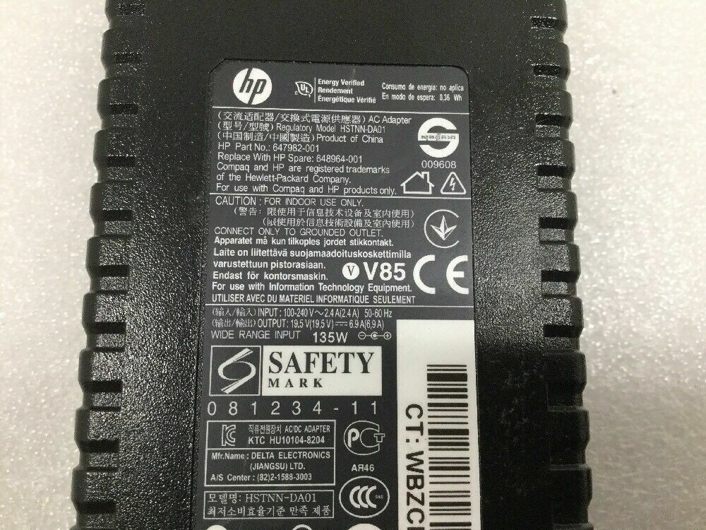 OEM HP 135W 19.5V 6.9A AC Adapter Charger HSTNN-LA01 647982-002 648964-002
