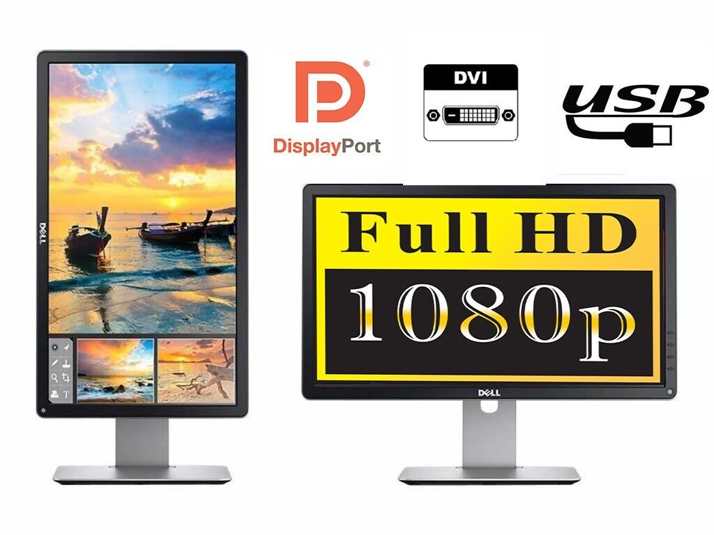 DELL HP LG BRAND DUAL LCD 23" HDMI FLAT MONITOR SCREEN GAMING WITH LCD STAND