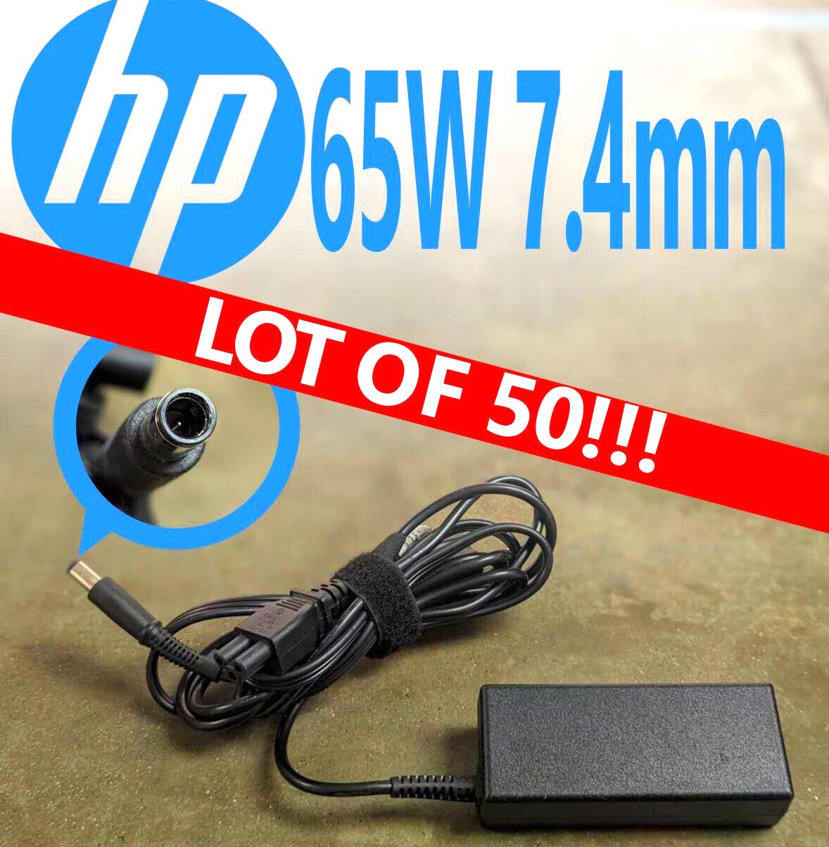 Lot of 50 Original HP 65W AC/DC Adapter Charger 18.5V 3.5A 7.4*5.0mm & Cord