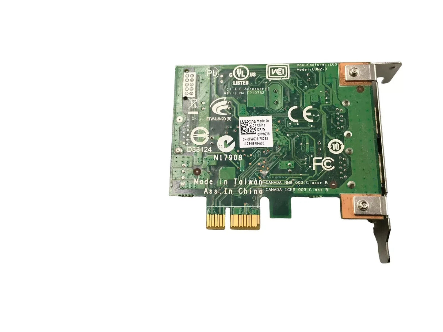 LOT 2 Dell 0FWGJ8 USB 3.0 Dual-Port PCIe Low Profile Expansion Card