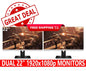 LOT 2 DUAL PLANAR 22'' inch 1920x1080  LCD Monitor Grade B with Dual Stand White