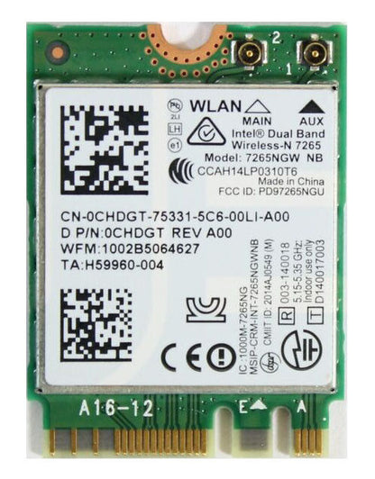Dell CHDGT XPS 9343 Intel Dual Wireless-N 7265 7262NGW WLAN & BT 4.0+HS Card A00