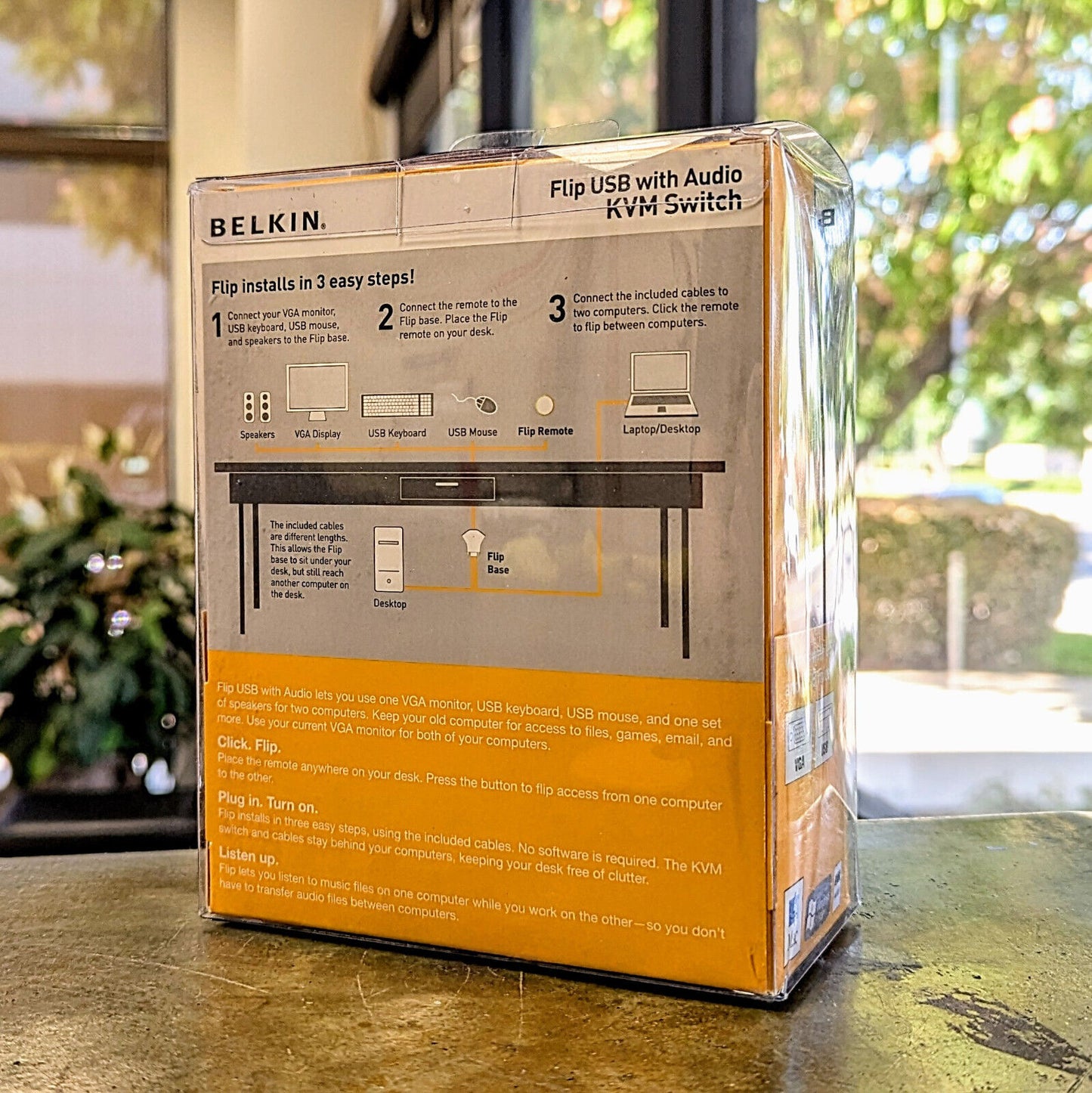 BELKIN Flip USB with Audio KVM Switch USB and VGA compatible NIB Windows & Mac