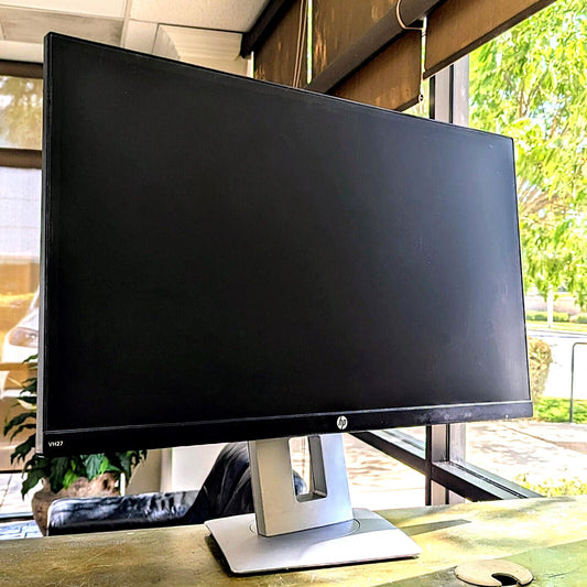 HP VH27 27" 1920x1080p FHD PC Monitor LCD Screed w/ Stand and Cables