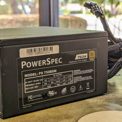 PowerSpec 750W 80 PUS Bronze Certified Semi-Modular Gaming PSU Power Supply