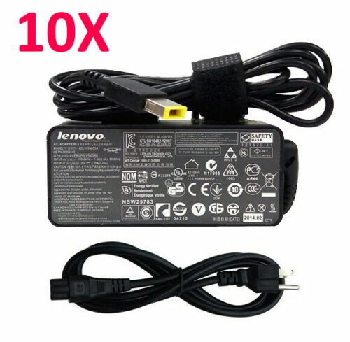 Lot Of 10 Lenovo ThinkPad 45W Laptop Square Tip AC Power Adapters ADLX45DLC2A