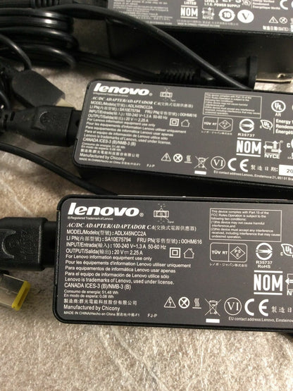 Lot Of 10 Lenovo ThinkPad 45W Laptop Square Tip AC Power Adapters ADLX45DLC2A