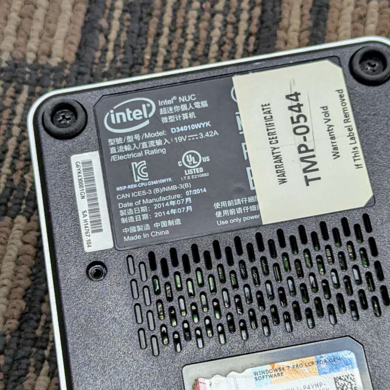 LOT of 5 Intel NUC i3-4010U / 8GB RAM / 256GB SSD / D34010WYK *UNTESTED*