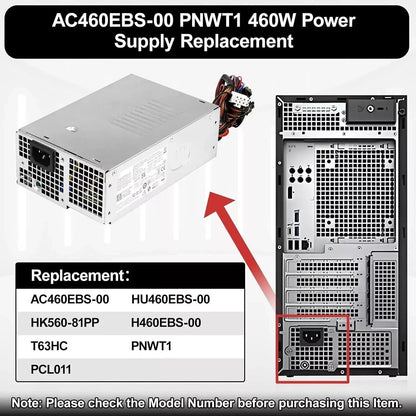 Dell Aurora R13 R14 XPS 8950 460W PSU PNWT1 T63HC 389MC 0PNWT1 0T63HC 0389MC