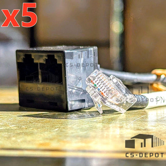 LOT 5 RJ45 Splitter Adapter 1 Male to 2 Female LAN Ethernet Cable Connector