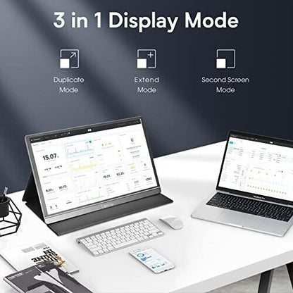 Lepow Portable Monitor - 2023 C2 15.6 inch FHD 1080P Portable Display IPS Screen
