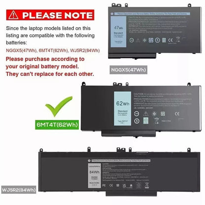 62Wh 6MT4T Battery For Dell Latitude E5470 E5570 K3JK9 7V69Y R9XM9 Genuine