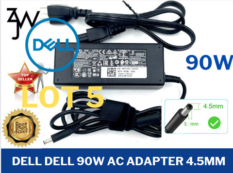 5 x Dell 65W 90W 130W 4.5mm Barrel AC Adapter Laptop Charger Power Supply XPS