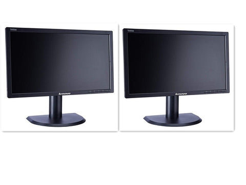 Matching DUAL LENOVO 20" inch Widescreen LCD Monitors w/ Cables Gaming VGA DVI